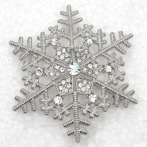 Partihandel C927 Clear Crystal Rhinestone Snowflake Flower Pin Brooch Bröllopsfest Smycken Present Pendant Multicolor