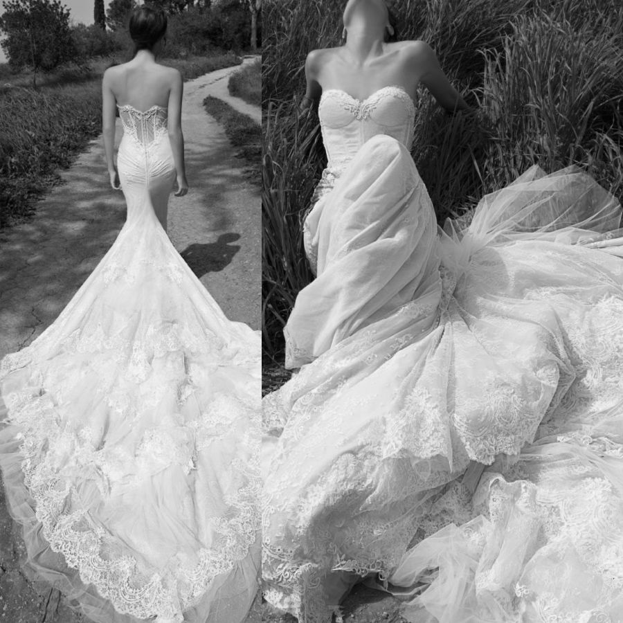 Inbal Dror Mermaid Sexy Wedding Dresses Romantic Sweetheart Cathedral ...