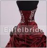 Baljurk Prom Jurk Borduurwerk Taffeta Bourgondië Quinceanera Jurken Klassieke Puffy Dark Red Formal Party Toga Hoge kwaliteit op maat gemaakt