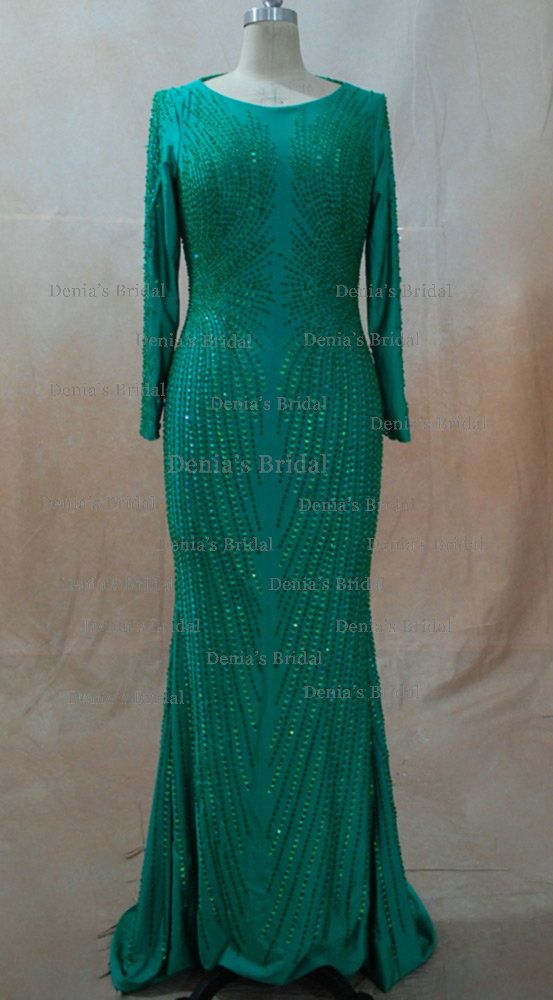 2013 년 영감 칸 클라우디아 갈랑티 그린 메이드 백리스 유명인 이브닝 드레스 긴 소매 DHYZ 01 구매 1 GET 1 FR7181594