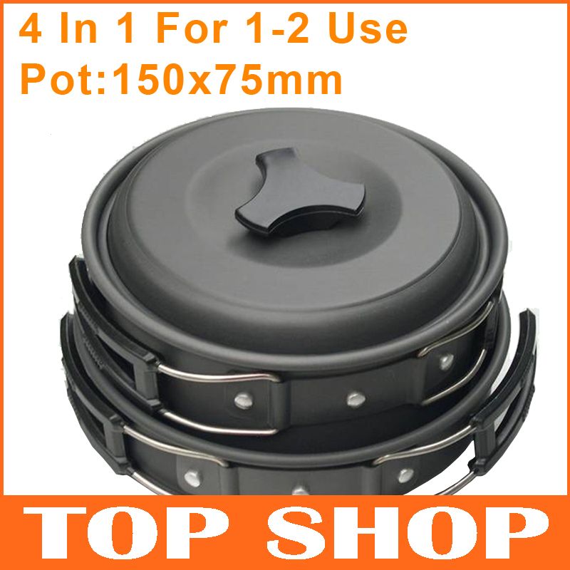 Camping Cookware Set Pot Pan Spoons Bowles For 1 2 Aluminum Non Stick A