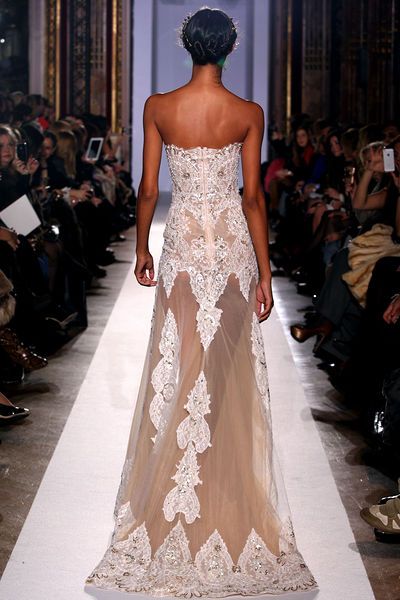 New Summer Zuhair Murad Evening Dresses White Strapless Embroidery A Line Long See Through Transparent Lace Pageant Prom Party Gow5502146
