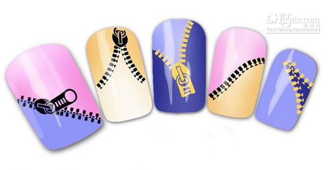 

Fashion Metallic Nail Wrap Water Transfer Nail Art Sticker Zipper Design Zip Decal, Mix color