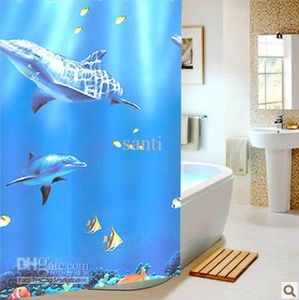 Blue dolphin bathroom shower curtain waterproof thickening 180*180 cm