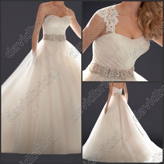 Romantic Ivory Beading Princess High Quality Plus Size 2015 Lace Luxury Crystal Wedding Dresses
