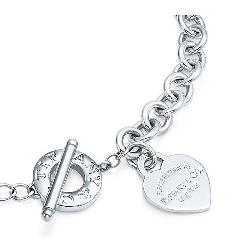 Heart Tag Toggle Necklace Silver Buckle 