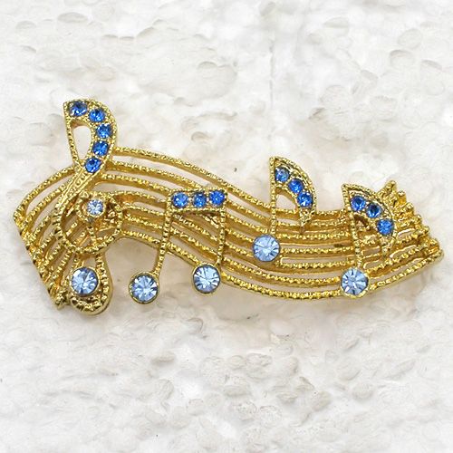 Partihandel Crystal Rhinestone Musik Note Brosch Mode Kostym Broscher Pin Smycken Present C279