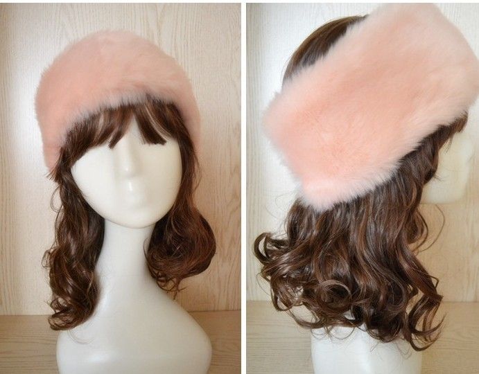 Luxury Faux Fur Headband Head Bands Kepsar Mode Apparel Cap Hat Mixed Color 10st / # 3400