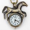 Moda erkekler at kolye anahtarlık anahtar yüzüğü kuvars cep saati bronz kolye canlı koşu sevimli hayvan kuvars analog pocke2862843