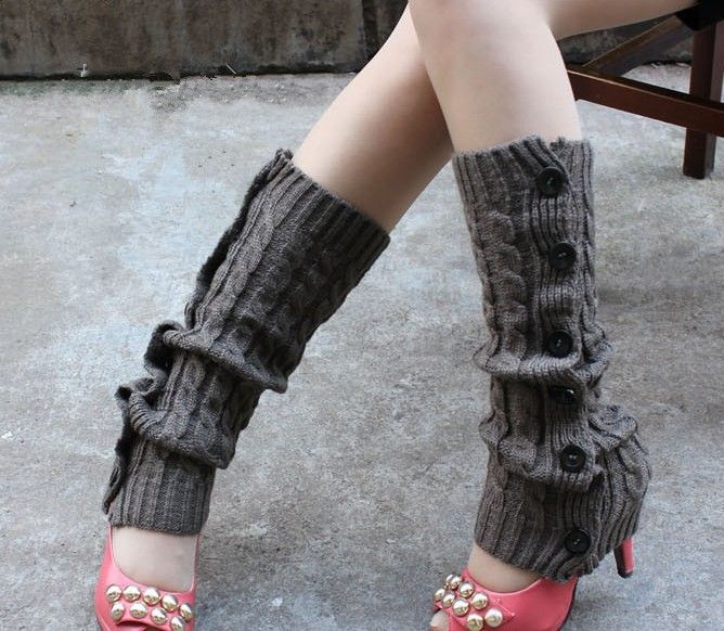 2015 button down twist Knitted Leg Warmers Stocking Socks Boot Covers Leggings Tight mixed colors #3424