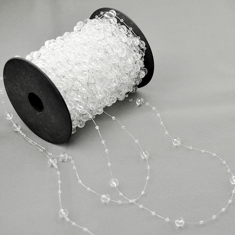 10m 8mm3mm Clear Pärlor Garland Bröllop Centerpiece Dekoration Craft Diy