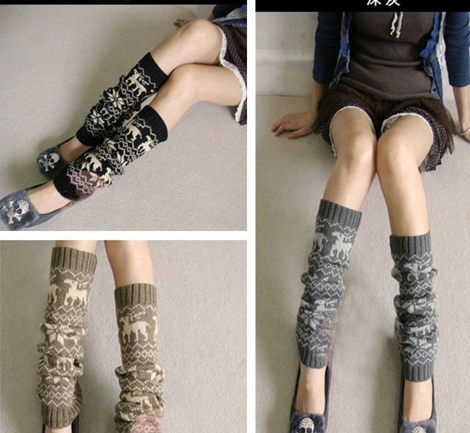 

Autumn winter deer Christmas Knitted Leg Warmers Stocking Socks Boot Covers Leggings Tight 24 pairs/lot mixed colors #3427, Multi