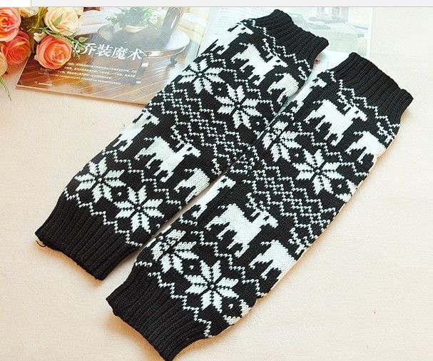 Autumn winter deer Christmas Knitted Leg Warmers Stocking Socks Boot Covers Leggings Tight mixed colors #3427