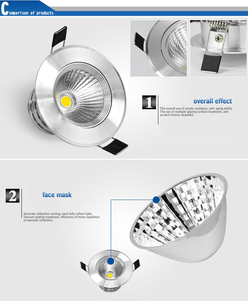 뜨거운 판매자 COB 5W 9W 12W 15W LED Downlight Fixture 천장 조명 따뜻한 / 멋진 / 자연 흰색 4500K 장식 리 세스 램프 Dimmable / Non
