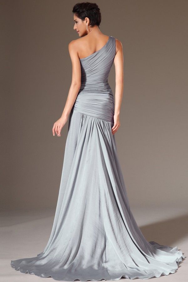 one shoulder a line gown