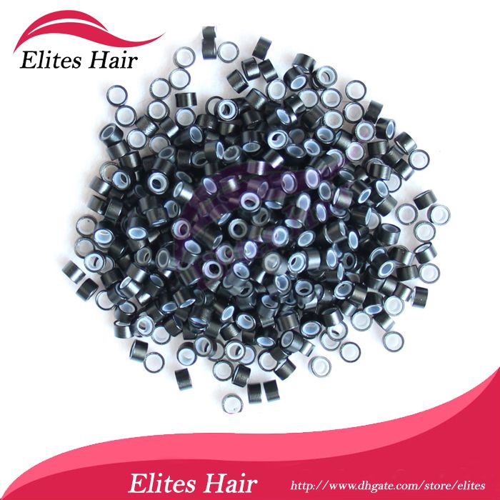 Kraliçe Saç Mix renk 5mm silikon mikro yüzük Tüy mikro yüzükler boncuk 1000 adet / grup FEB001