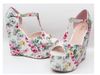 EU30 TO 43 Women's Plus Extra Size Floral Prints T-Strappy High Platform Wedges Heel Sandals Shoes Christmas Gift