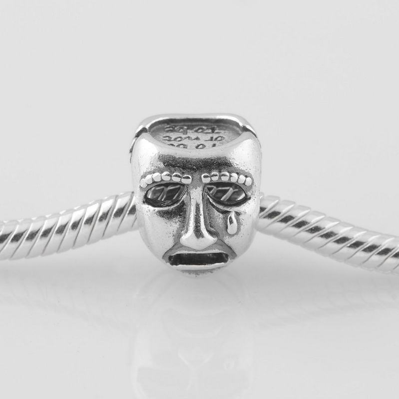Authentische S925-gestempelte Sterlingsilber-Charm-Perle mit Theater-Drama-Maske, passend für europäische Schmuckarmbänder und Halsketten10892454092791
