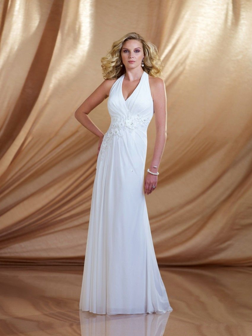 Best Selling Halter  Deep V Neck Sheath Floor Length 