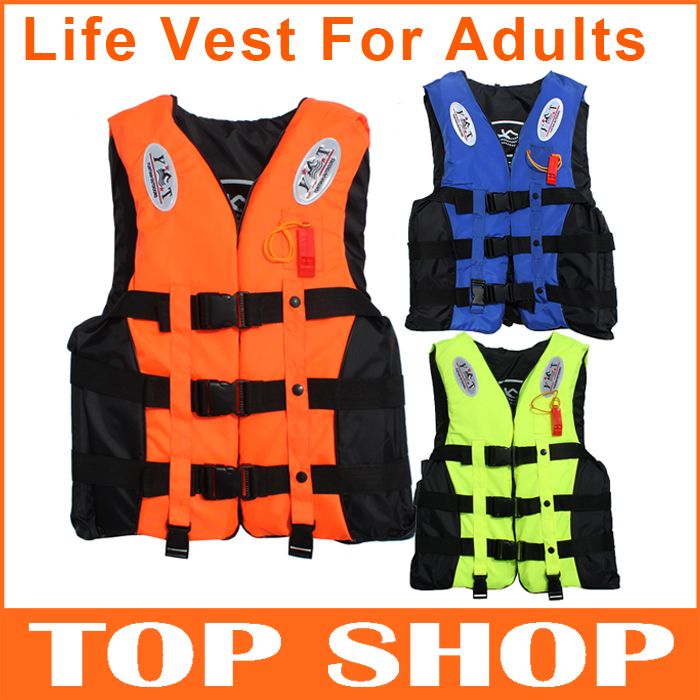 2019 Adult Life Jackets Vest L XL Adjustable Fluorescent 400D Polyester
