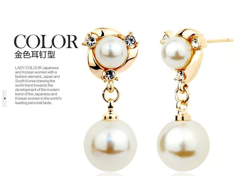 Wholesale - 2013 New Arrival 14K Gold plated Pearl Jewelry Set Include One Piece Necklace & One Pairs Earrings #YB04S