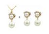 Wholesale - 2013 New Arrival 14K Gold plated Pearl Jewelry Set Include One Piece Necklace & One Pairs Earrings #YB04S