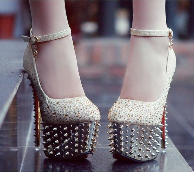 Womens Waterproof Dress Shoes Diamond 16CM High Heels Shoes Lady 2014