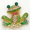 Comercio al por mayor C2159 colorido Crystal Rhinestone Golden Frog Broches Broche de moda Broche joyería pins colgante