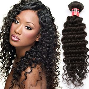 Hurtownie - 100% Indyjskie Nieprzetworzone Włosy Głębokie Wave Curly Hair Weft 100g / PC 5 sztuk / partia Mieszane 12