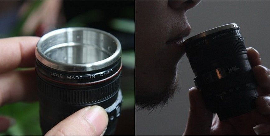 Nowy Mini Lens Cup Spirit Kubek Stalowy Liner Podróży Aparat Thermal Camera Lens Kubek Puchar Picia Kubek Puchar 50 Sztuk / partia DHL Darmowa Wysyłka