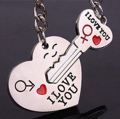 

Arrow & "I love you" Heart key Chain keyring keyfob lover keychain, Silver