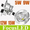 Hot Säljare COB 5W 9W 12W 15W LED Downlight Fixture tak ner Lampor Varm / Cool / Natur Vit 4500k Dekorativa försänkta lampor Dimmerbar / Non