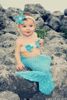 Ücretsiz Kargo 3 adet Bebek Kız Yenidoğan Bebek Kız Örgü Tığ Mermaid Kafa + Üst + Kuyruk Inci Fotoğraf Prop Kıyafet Kostüm Karikatür