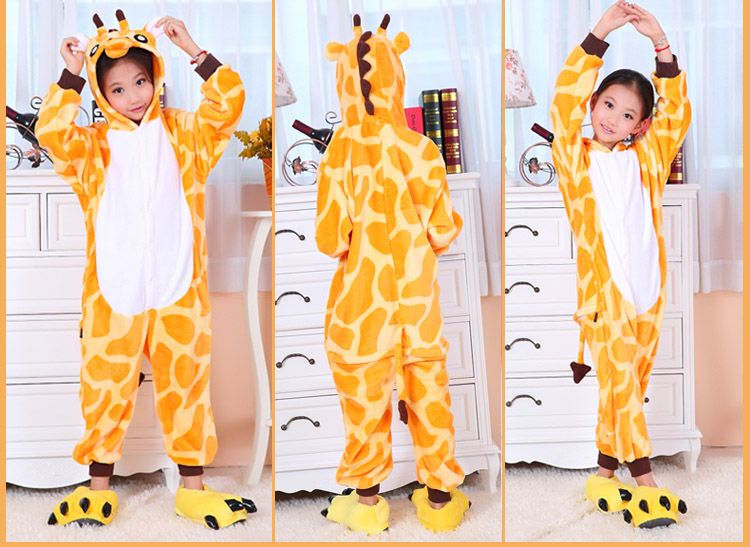 Cartoon Tier Giraffe Onesies Onesie Pyjamas Kigurumi Overall Hoodies Nachtwäsche für Kinder keine Klaue Willkommen Großhandel Bestellung