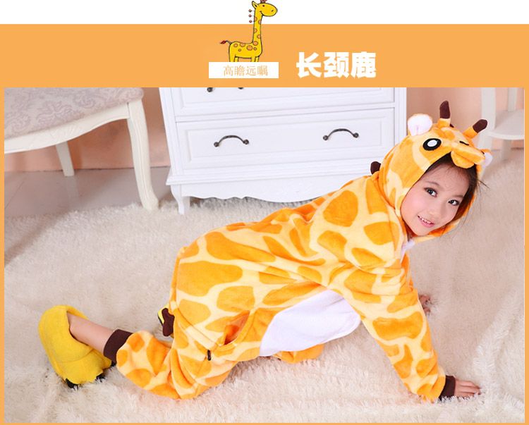 Cartoon Tier Giraffe Onesies Onesie Pyjamas Kigurumi Overall Hoodies Nachtwäsche für Kinder keine Klaue Willkommen Großhandel Bestellung