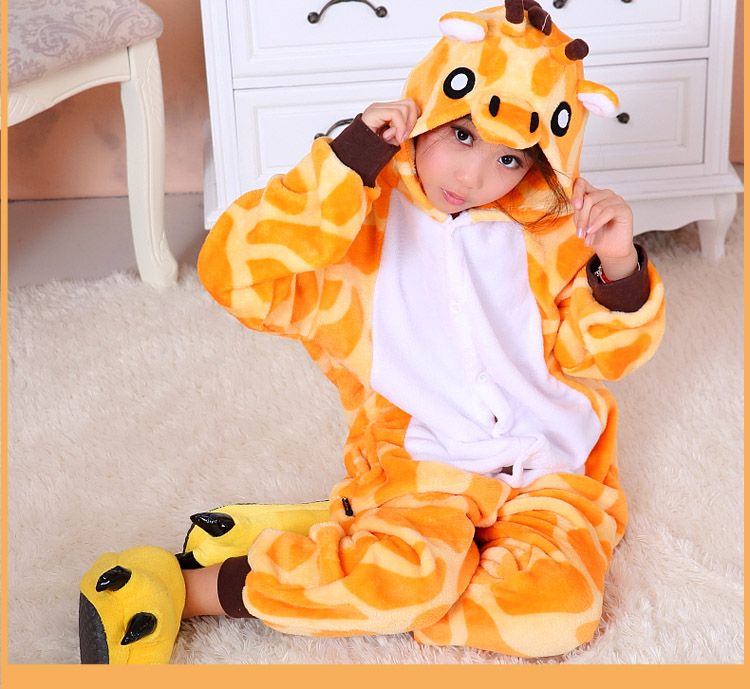 Cartoon Tier Giraffe Onesies Onesie Pyjamas Kigurumi Overall Hoodies Nachtwäsche für Kinder keine Klaue Willkommen Großhandel Bestellung