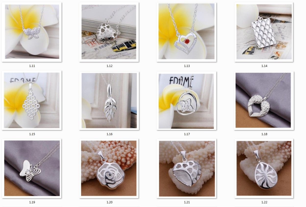 (12pcs)Fashion Top quality charming Jewelry Women's necklace Pendants 925 sterling silver