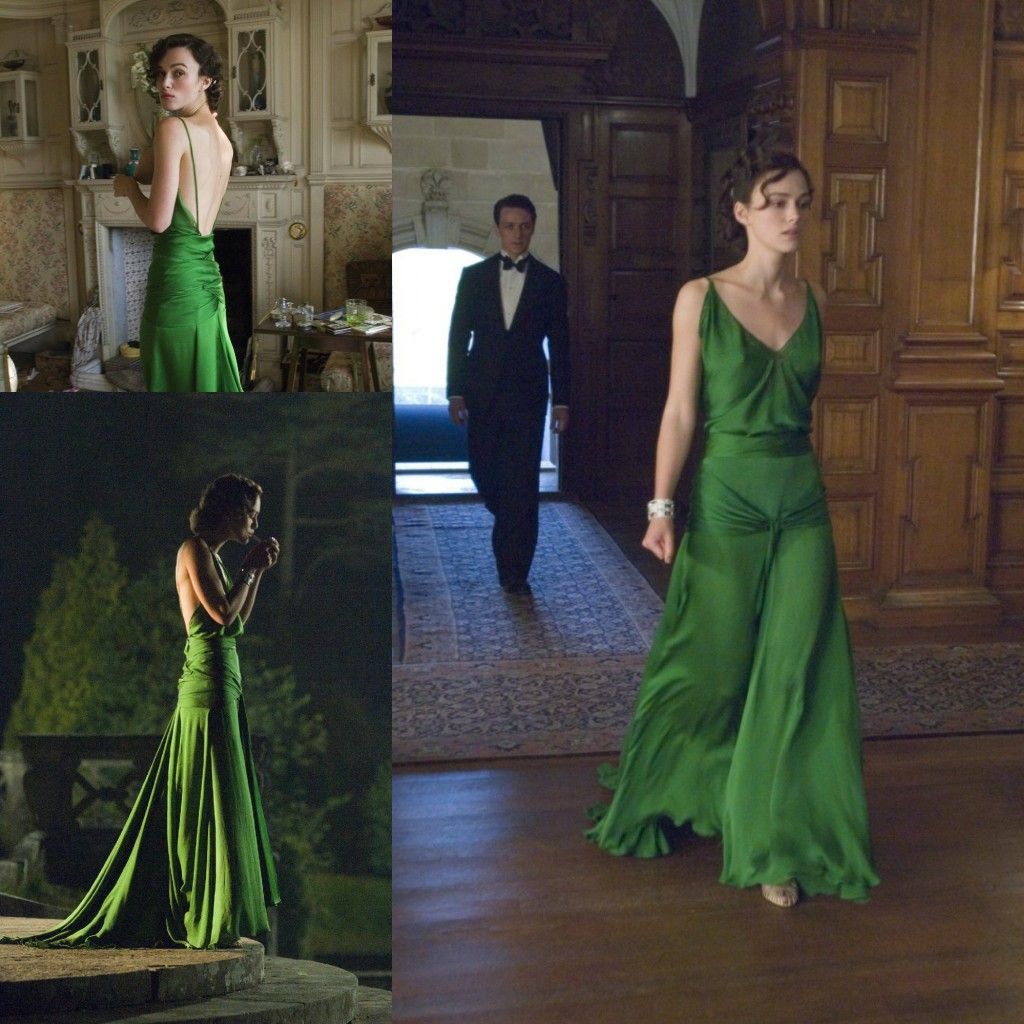 Schönes grünes Kleid auf Keira Knightley aus dem Film Atonement von Jacqueline Durran Long Celebrity Dress Evening