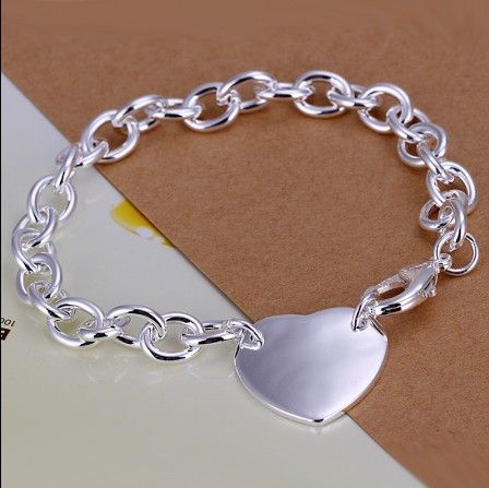Orden mezclada 925 Corazón de plata Colgante Pulsera de cadena Joyería de moda Día de San Valentín para enviar a su novia un regalo envío gratis / 