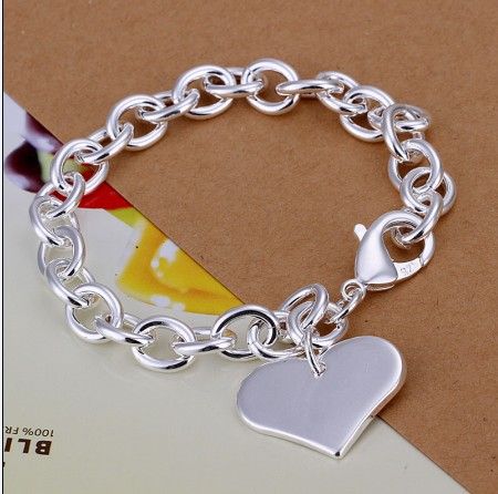 925 Silver Heart Pendant Chain Bracelet Fashion Jewelry Valentine's Day to send his girlfriend a gift 