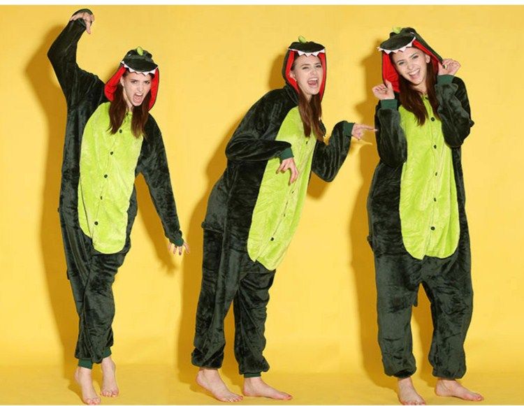 Fantasias de animais Ouro Cinza Rosa Verde Dinossauro Onesies Pijamas Onesie Kigurumi Jumpsuit Hoodies Sleepwear para Adultos Atacado Ordem Congratulou-se
