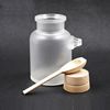200ml Refillable Plastic Makeup Bottle Face Cream Containers with Wooden Lids and Spoon Cosmetic Jars Skin Care Tools 10pcs/lot DC706