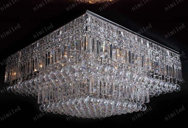 nimi144 L60/70/80cm Modern Crystal Square Ceiling Chandelier Lamp Light Lighting Transparent Water Droplets For Living Room Bedroom