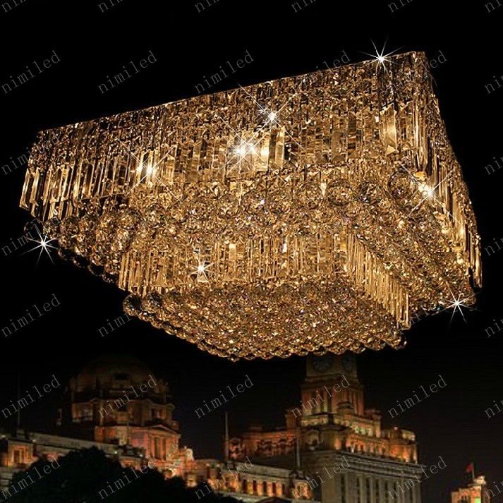 nimi144 L60/70/80cm Modern Crystal Square Ceiling Chandelier Lamp Light Lighting Transparent Water Droplets For Living Room Bedroom