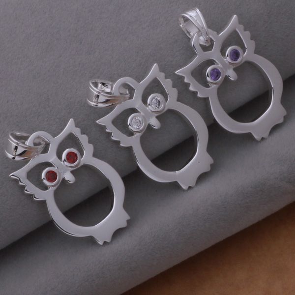 

Mixed Order high quality 925 silver plated rhinestone crystal owl pendant necklace fashion party jewelry christmas gift 12pcs/lot