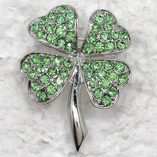 

12pcs/lot Wholesale Crystal Rhinestone Most popular Clover Brooches Costume Pin Brooch Gift Jewelry C821