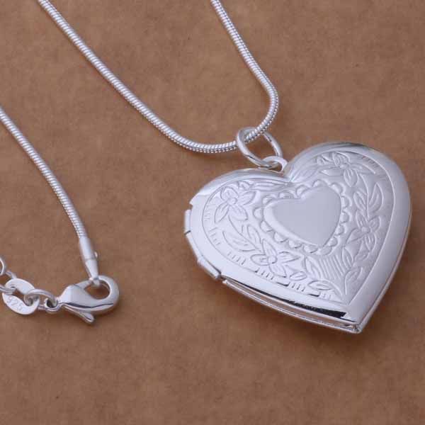 Ordre mélangé / 925 plaqué argent coeur pendentif collier de mode bijoux cadeau Saint Valentin Livraison gratuite / 