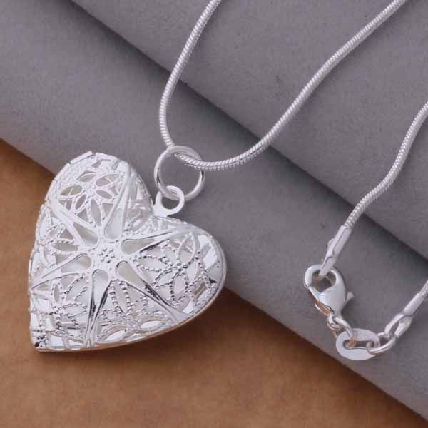 925 silver plated heart pendant necklace fashion jewelry Valentine's Day gift 