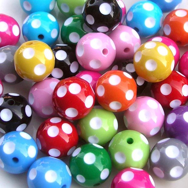 100pcs/lot 20mm Mix Color Round Acrylic Polka Dot Beads For Chunky Necklace Kids Jewelry Finding Making