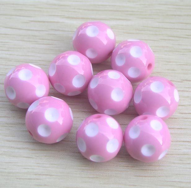 20mm Mix Color Round Acrylic Polka Dot Beads For Chunky Necklace Kids Jewelry Finding Making